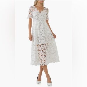 Endless Rose White Lace Midi Dress
